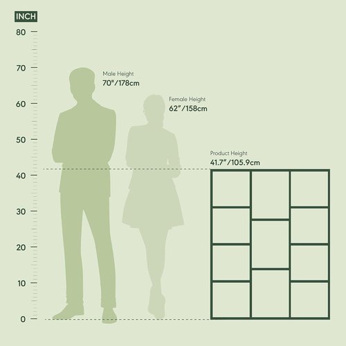 Furinno LUDER Bookshelf - 11-Cube Reversible Bookcase in Sage Green | Easy Assembly for Living Room, Bedroom, Home Office