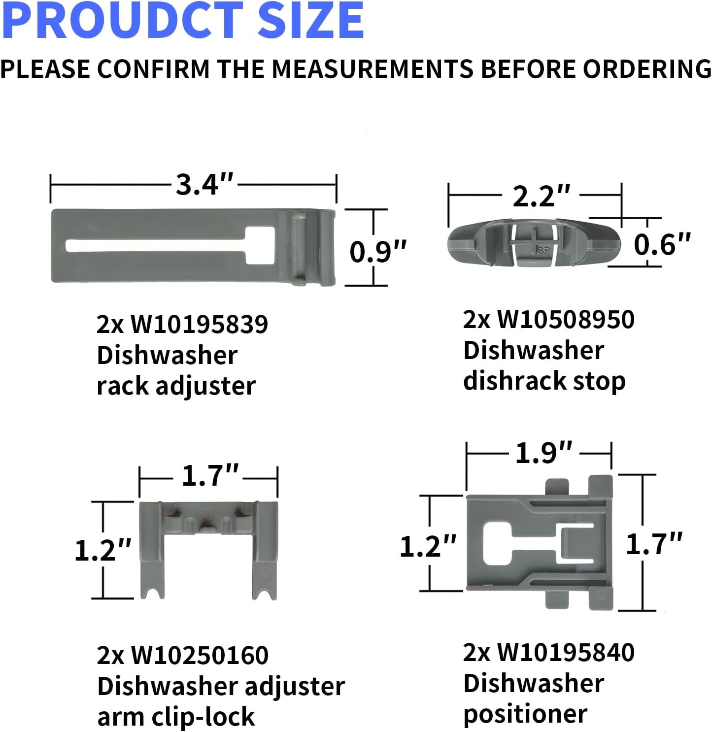 UPGRADED W10350376 Dishwasher Top Rack Adjuster Parts for Kitchenaid Whirlpool Kenmore Dishwasher Repair