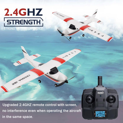 Park10 Toys RC Airliner F949pro 3CH 3D6G RC Plane for Beginner 1020 Motor 2.4GHZ LED RC Airplanes for Adults CESSNA-182 RTF RC Glider with 2 Batteries Replaceable Parts (LED 2BSL)