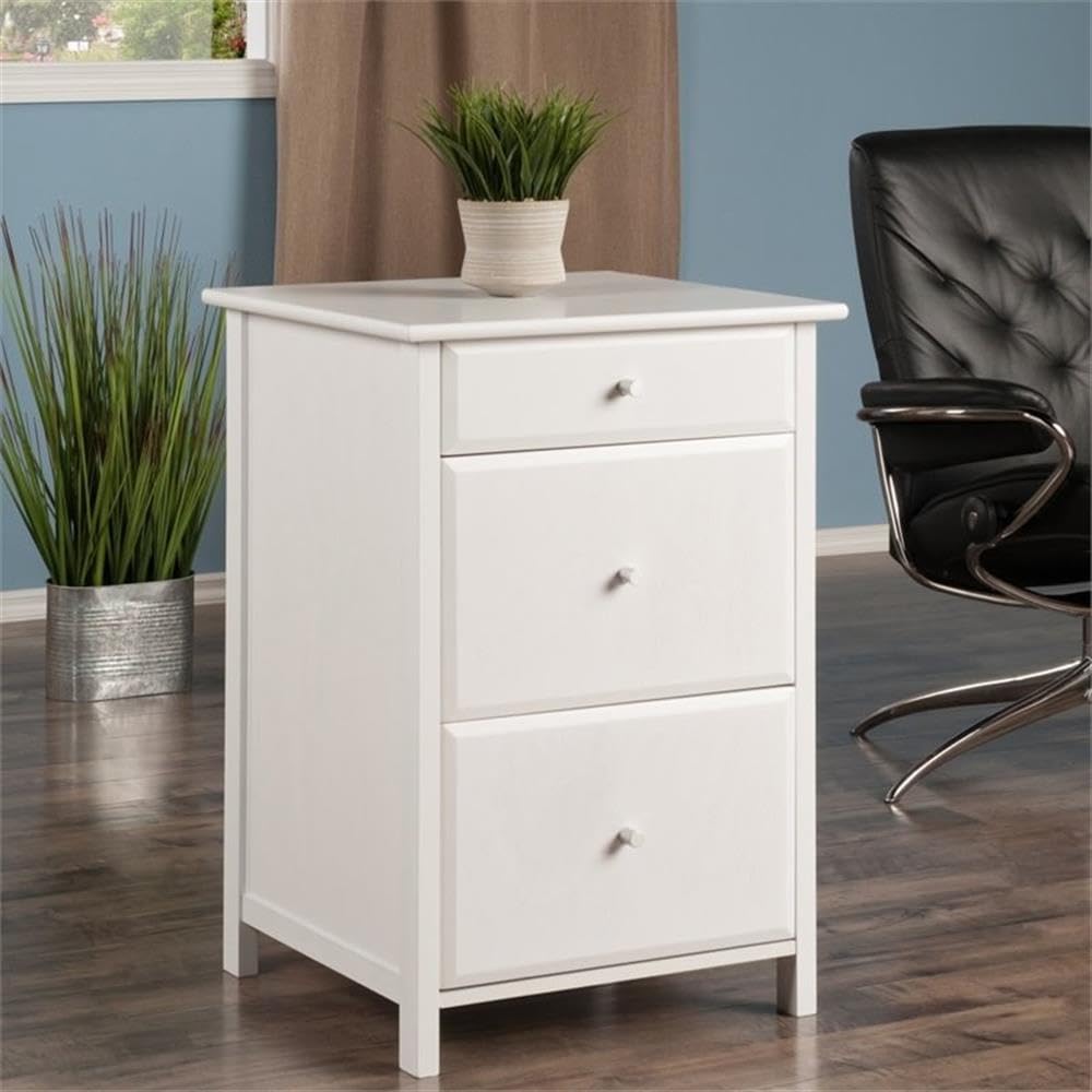 Pemberly Row 3-Drawer Transitional Wooden File Cabinet, Composite Wood, White Finish, 30.7" H x 20.8" W x 20.2" D, Storage for Legal and Letter Files, Home or Office Use