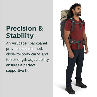 Osprey Kestrel LT 45L Men's Backpacking Backpack - Lightweight Hiking & Camping Bag with Waterproof Raincover, Moss Green