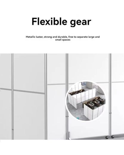 OUOQNUE Foldable Office Partition Divider with Wheels, Movable Privacy Screen Panel, Portable Room Divider Wall, Modular Workspace Separator for Office, Conference Home and Hospital White+Gray 10 Pcs