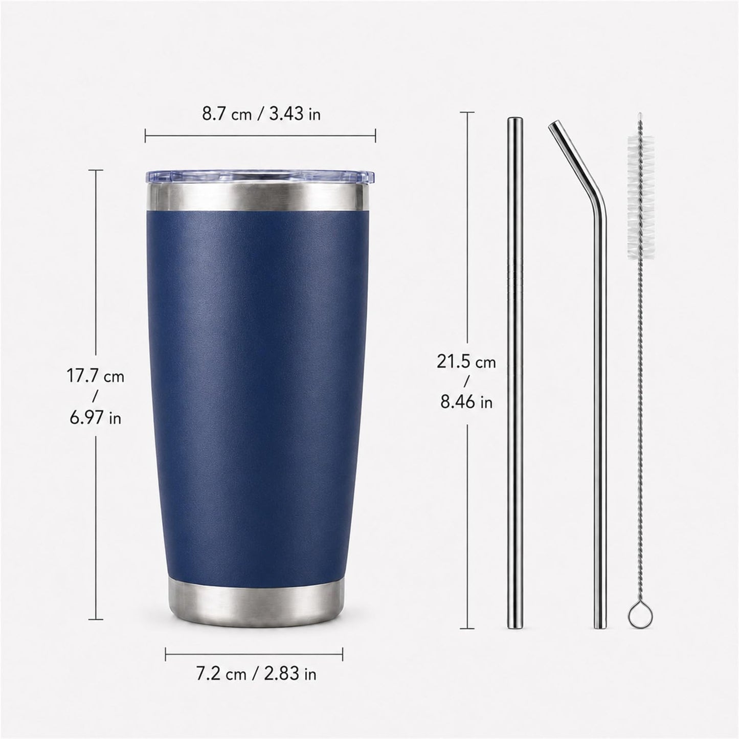 Pandance 20oz Stainless Steel Insulated Tumblers Bulk, Navy Blue, 12 Pack