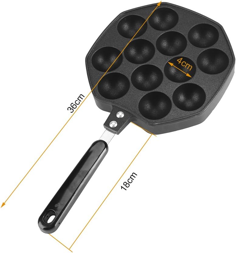 Iwatani Takoyaki Grill Pan, Large Octopus Ball Pan, 12 Cavities Non-Stick Aluminum, Big Takoyaki Maker