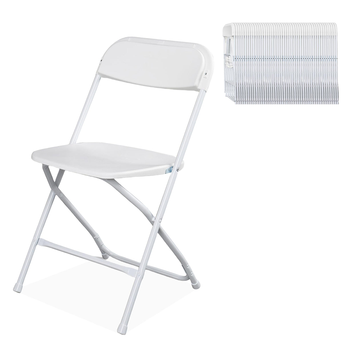 OLLODOT 50 Pack White Folding Chairs with 350-LBS Capacity, Lightweight Portable Indoor Outdoor Chairs, Stackable Commercial Seat with Steel Frame for Office, Party, Events, Wedding, Kitchen &Dinning