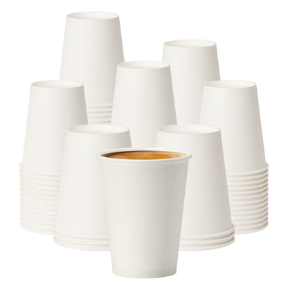 ECOEXTRA Coffee Cups 12 oz 300 Pack, 12 oz Paper Cups, Hot Beverage Drinking Cups, White Paper Hot Disposable Coffee Cups, Suitable for Party, Picnic, Travel, and Events