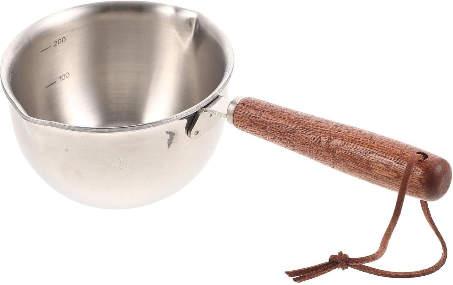 Mini Milk Warmer Pot, Small Sauce Pan, Stainless Steel Pot for Cheese Melt, Butter with Wood Handle