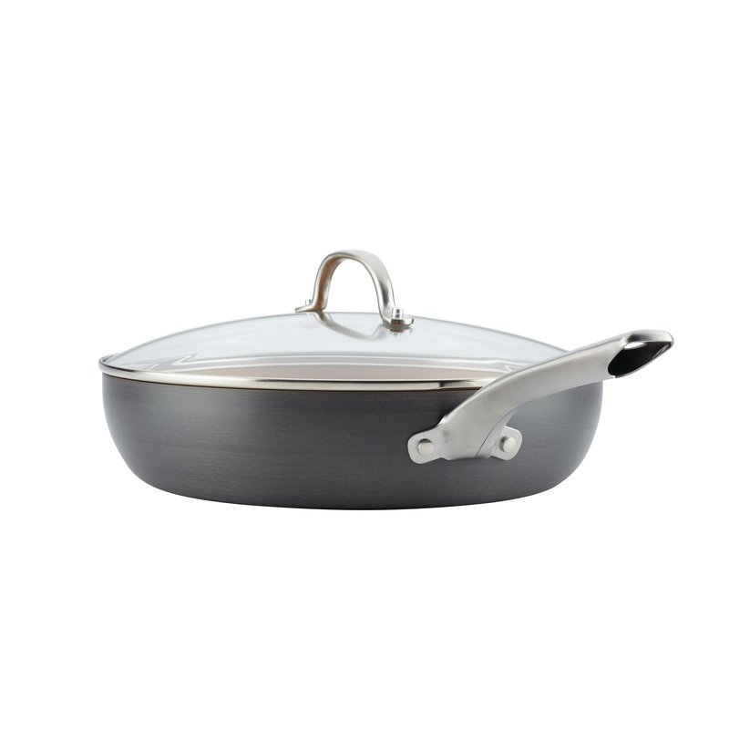 Ayesha Curry Kitchenware Ayesha Curry Home Collection Hard Anodized Nonstick Cookware Pots and Pans Set, 9 Piece, Charcoal Gray