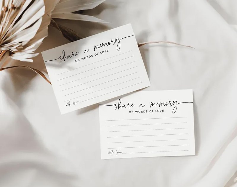 GardenCity Share a Memory Card - 50 Pack, Share a Memory Cards for Celebration of Life, Funeral, Memorial, Birthday, Graduation, Bridal Shower, 4” x 6", Minimalist