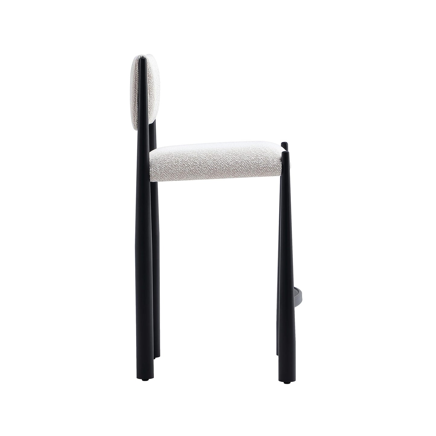 Manhattan Comfort Lennor Counter Height Stools for Kitchen and Dining Room, Upholstered in Boucle Fabric, Island Chairs with Metal Frame, Padded Backrest, Fully Assembled Furniture, Cream
