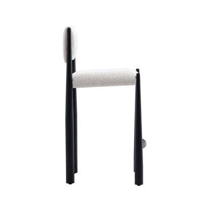 Manhattan Comfort Lennor Counter Height Stools for Kitchen and Dining Room, Upholstered in Boucle Fabric, Island Chairs with Metal Frame, Padded Backrest, Fully Assembled Furniture, Cream