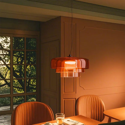 Zobawlks Mid-Century Modern Pendant Light: Hanging Lamp for Kitchen Island - Chandeliers for Dining Room (Orange)