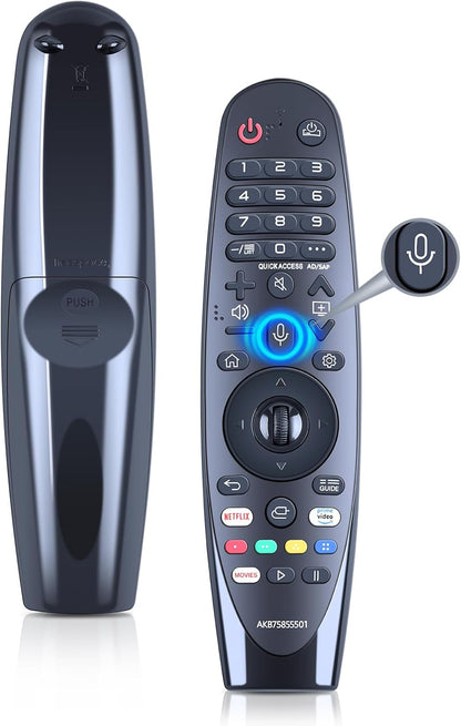 Magic Replacement for LG TV Remote with Voice and Pointer Function，AKB75855501 and MR20GA for LG Smart TV Remote（OLED/NANOCELL/ 4K UHD Models with Netflix and Prime Video Hot Keys,Google/Alexa