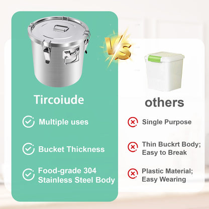 Tircoiude 304 Tainless Steel Large Airtight Canister, 60L/15.8Gal Dog Food Storage Container with Lockable Lid Carry Handle for Liquid Storage, Brewing, Kitchen Commercial Use