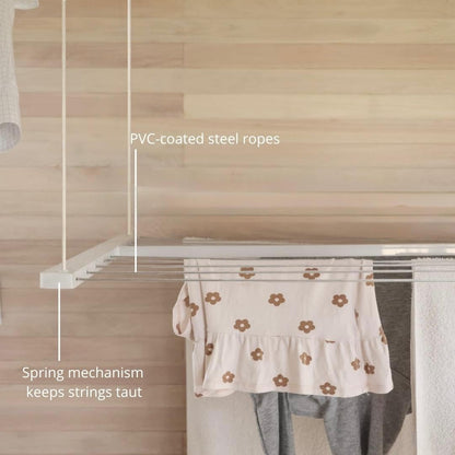 Höllsen Ceiling Mounted Pulley Drying Rack – Medium Aluminum Clothesline for Everyday Laundry – Compact, Space-Saving Design (55.12" x 23.6")