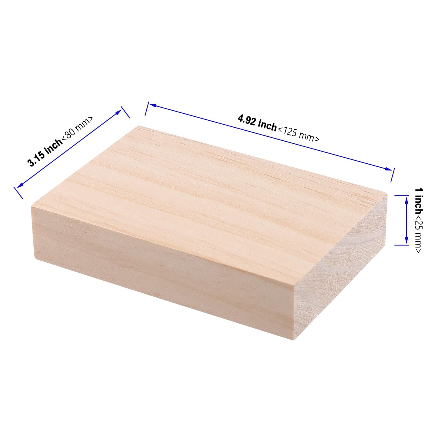 KOHAND 20PCS 5 x 3 x 1 Inches Unfinished Wood Blocks, Rectangle Wood Block, Wooden Craft Blocks for DIY, Art, Carving Project