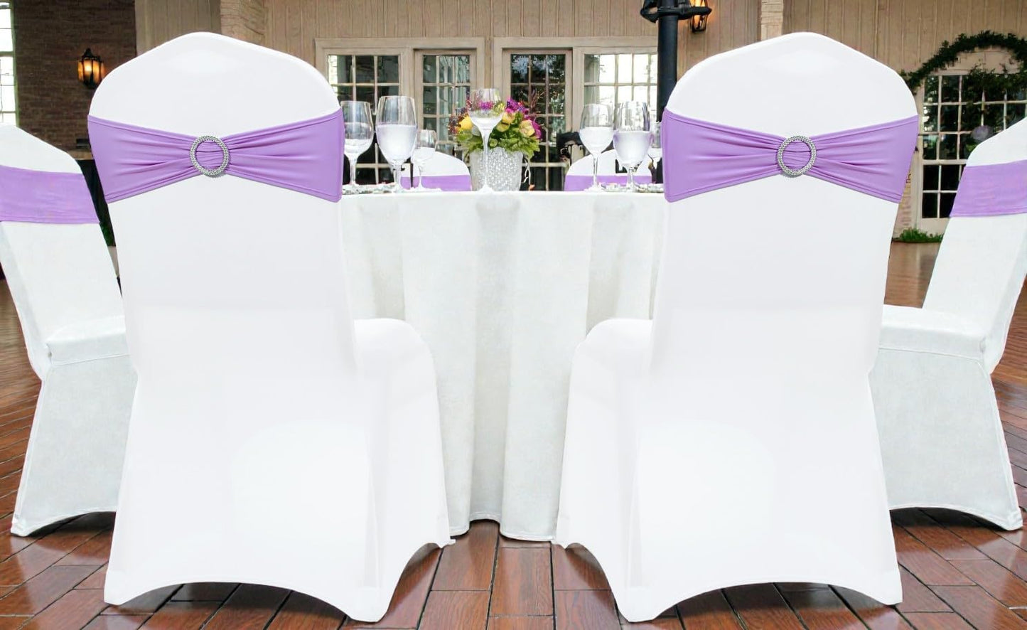MDS Spandex Chair Sashes - Universal Elastic Stretch Bands with Buckle Slider for Weddings | Lavender, Pack of 150