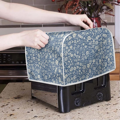Toaster Cover 2 Slice, Blue Ditsy Floral Wide Slot, French Countryside Toaster Appliance Cover, Machine Washable