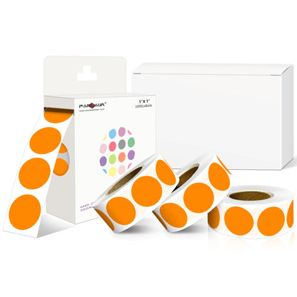PARLAIM Color-Coded Dot Stickers 1 inch Permanent Adhesive Round Labels for Office Garage Sale Polka Circle Dot Label Sticker Orange 4 Rolls