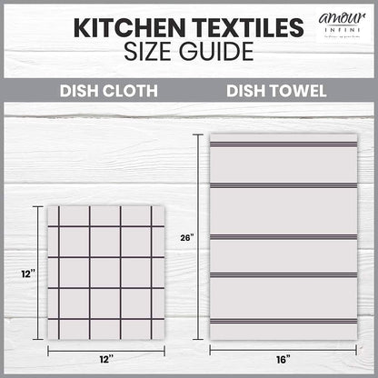 AMOUR INFINI Cotton Kitchen Dish Cloths Set of 8 - Highly Absorbent, Soft Terry Cleaning Cloths (Turquoise)