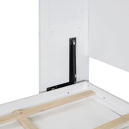 Ball & Cast Murphy Bed Queen Size Wall Chest with Charging Station and Slat Support,Wood Hideaway Cabinet Platform Bedframe w/Leg,can be Folded,Space-Saving,for Small Room,Dorms,White