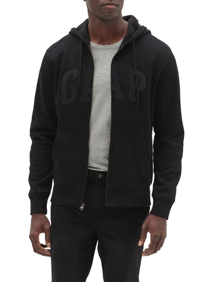 GAP mens Logo Hoodie Zip Hooded Sweatshirt, True Black V2 2, X-Large US