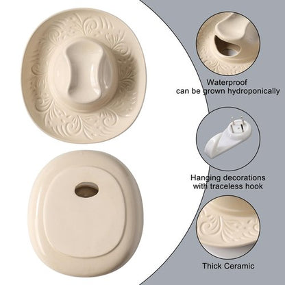 Hanging Wall planters for Indoor Plants, Ceramic Cowboy Wall vases for Flowers, for Bathroom, Living Room, Office, and Home Decor.7.9 x 7.2 x 2.4IN