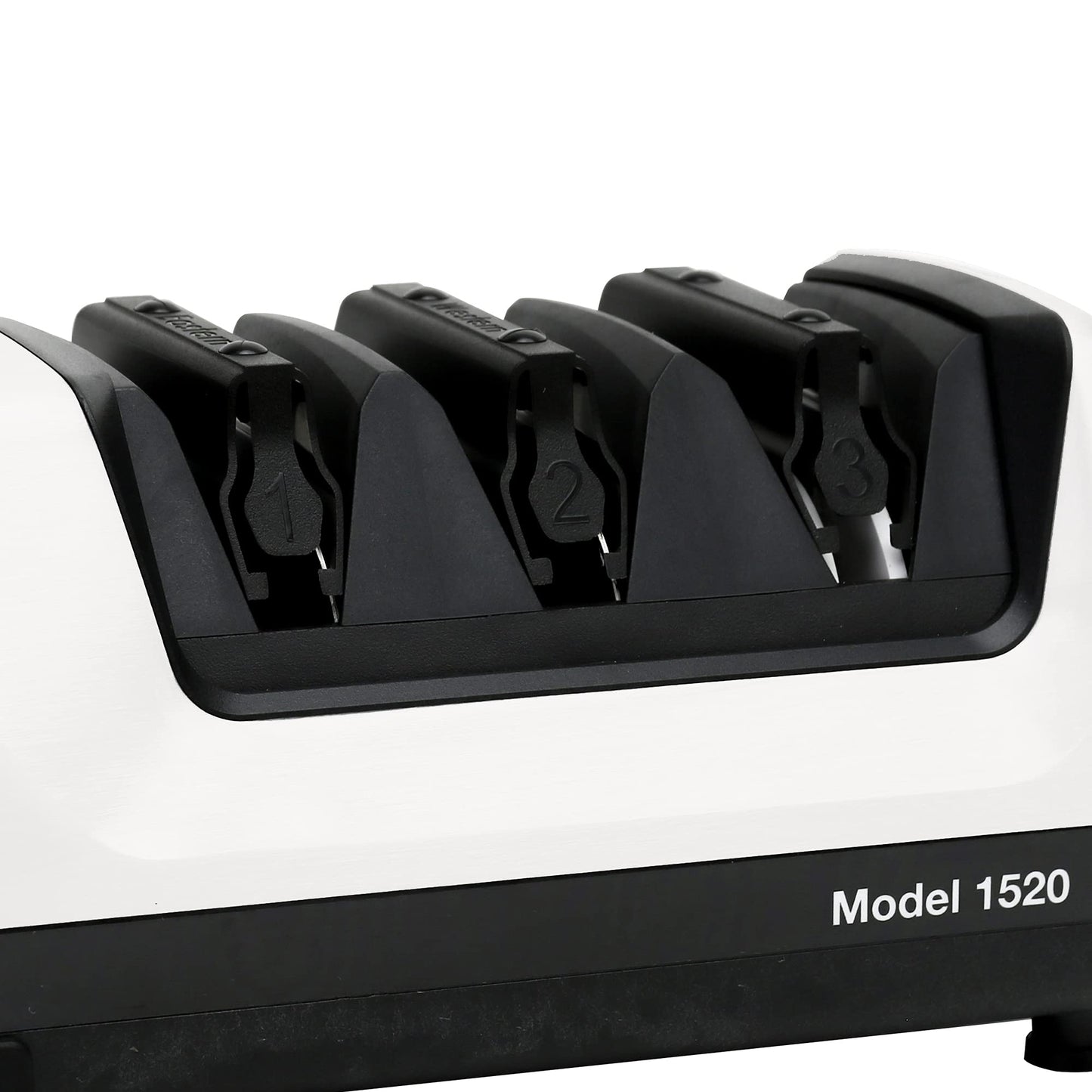 Chef’s Choice Professional Electric Knife Sharpeners for 15- and 20-Degree Straight-Edge and Serrated Knives with Diamond Abrasives & Precision Angle Control, 3-Stage, White