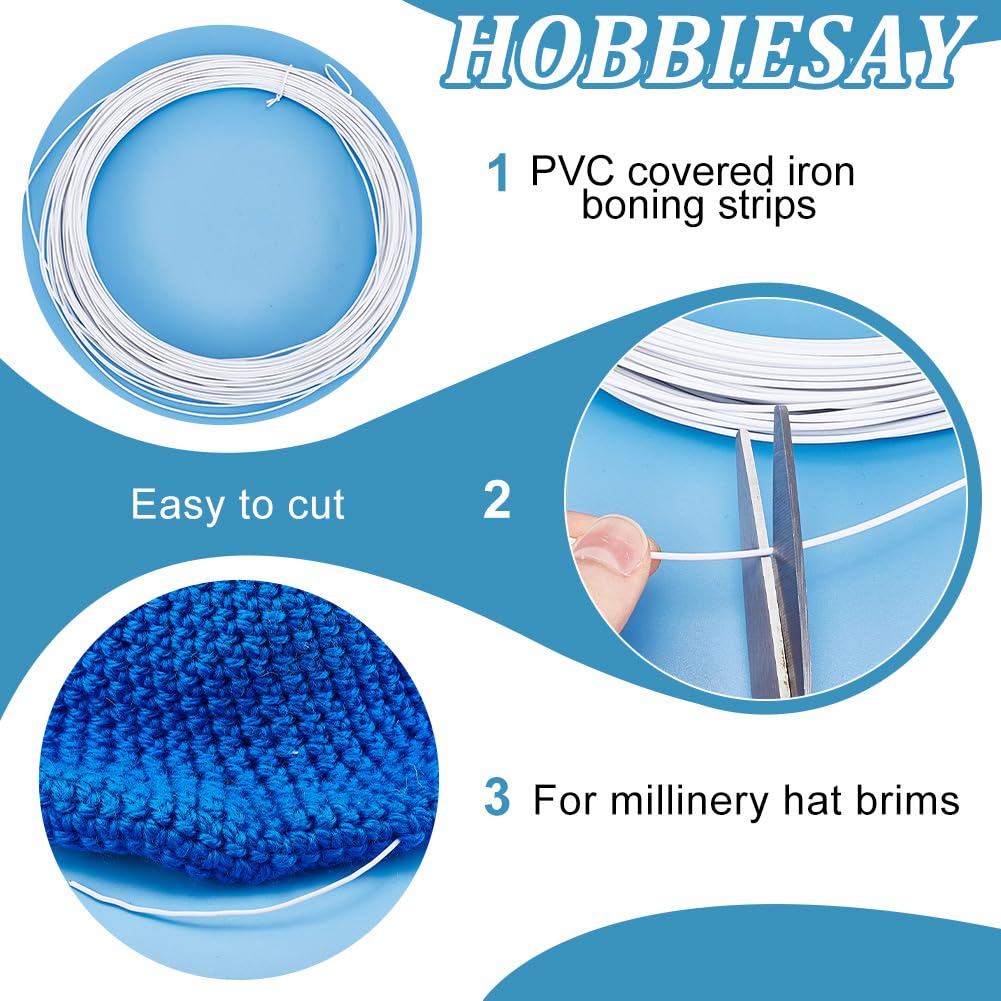 HOBBIESAY 43.74 Yard 0.06inch White Floral Wires Metal Memory Wire Bendable Anodized Metal Wire Iron Craft Sculpting Flexible Modeling Wires for Sculpting Hat Styling Strip
