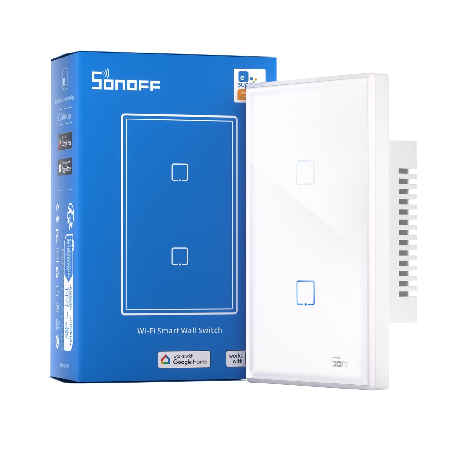SONOFF Smart Light Switch, 2.4GHz WiFi Touch Smart Wall Switch for Lights, Works with Alexa and Google Home, Neutral Wire Required Interruptor Inteligente, 1 Gang 1 Way TX T2