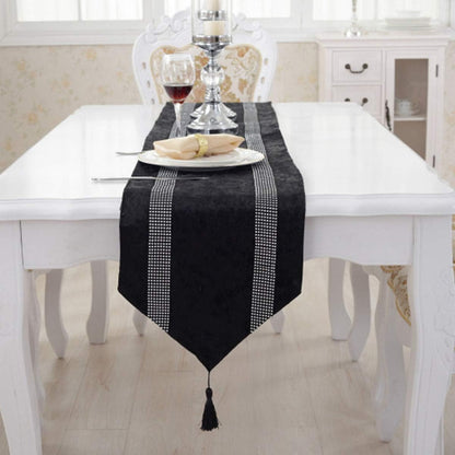 San Tungus 13 84 Inch Multi-Size Elegant Table Runner with Tassels Bright Rhinestone, x for Farmhouse Long Side Desk