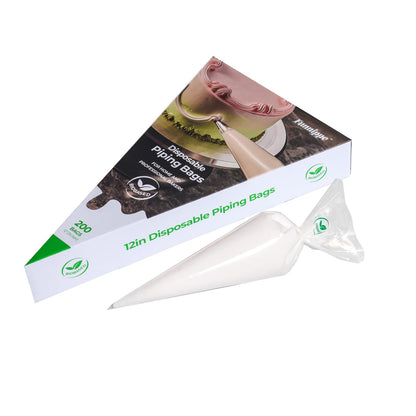 Funnippe Disposable Piping Bags, Biobased Cake Decorating Bags, Eco-Friendly Pastry Bags, 12 Inch, Anti-Burst, Pack of 200