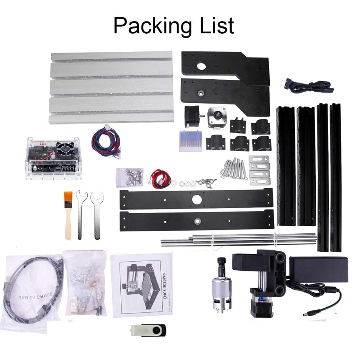 CNCTOPBAOS CNC 3018-PRO Wood Router Kit 3 Axis USB DIY Mini Desktop Engraver Milling Engraving Machine Woodworking Carving Cutting Plastic Acrylic PCB PVC GRBL Control 300x180x45mm