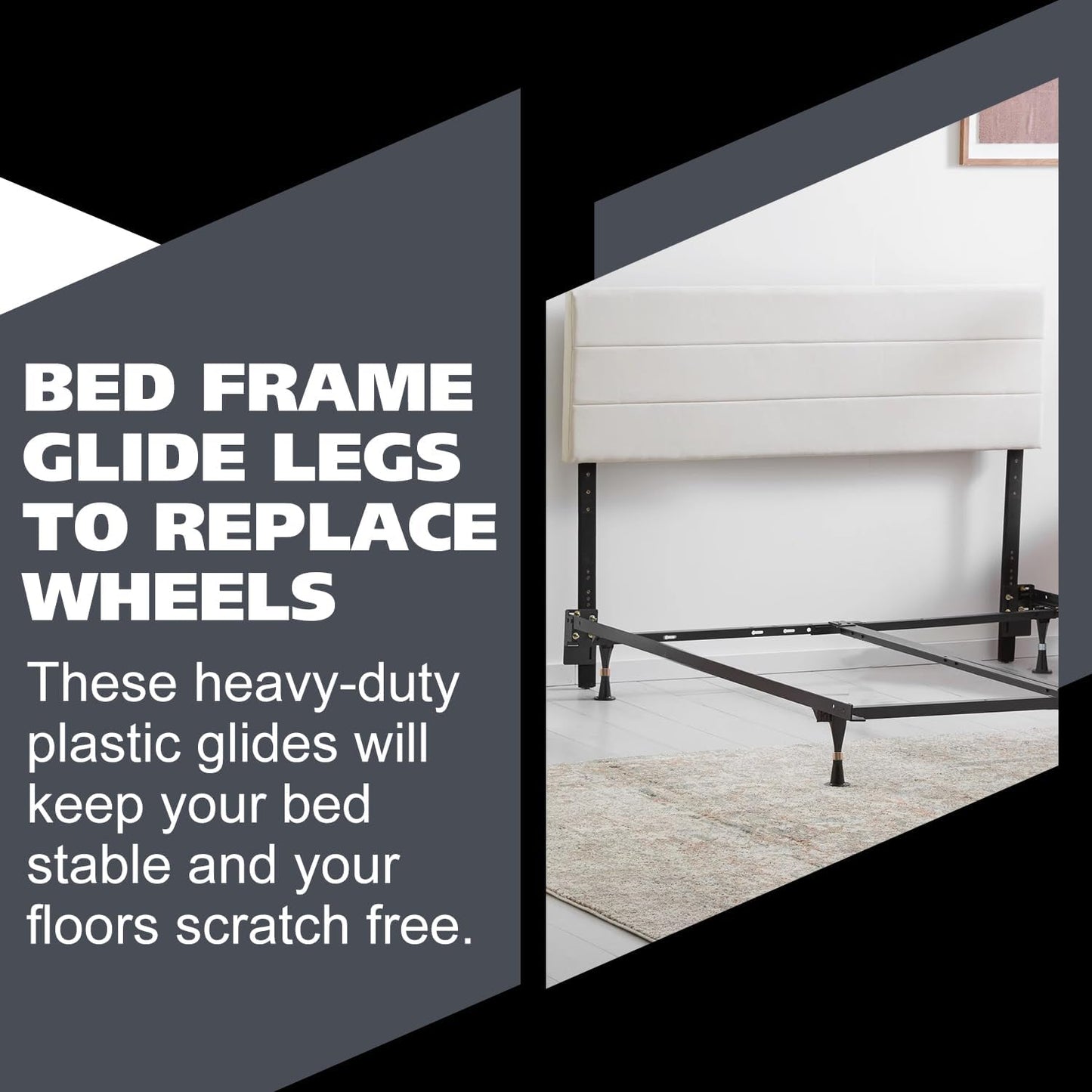Kings Brand Furniture - Plastic Bed Frame Glide Legs | Set of 6 Replacement Feet for Bed Frame Wheels