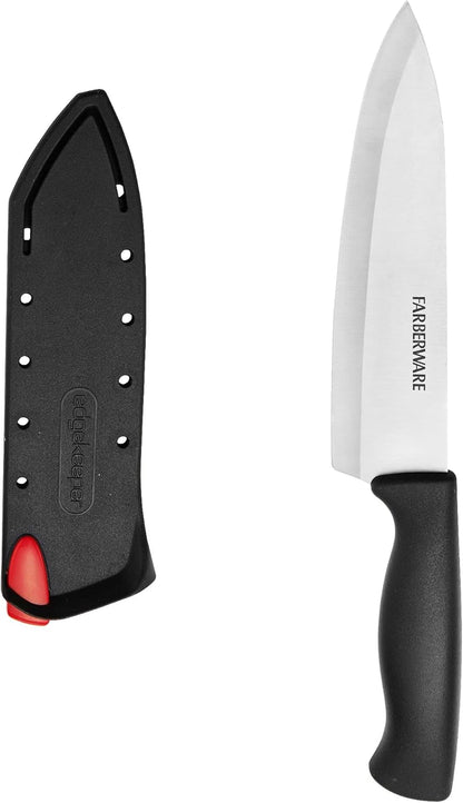 Farberware Edgekeeper 6-Inch Chef Knife, Self-Sharpening Blade Cover, Black