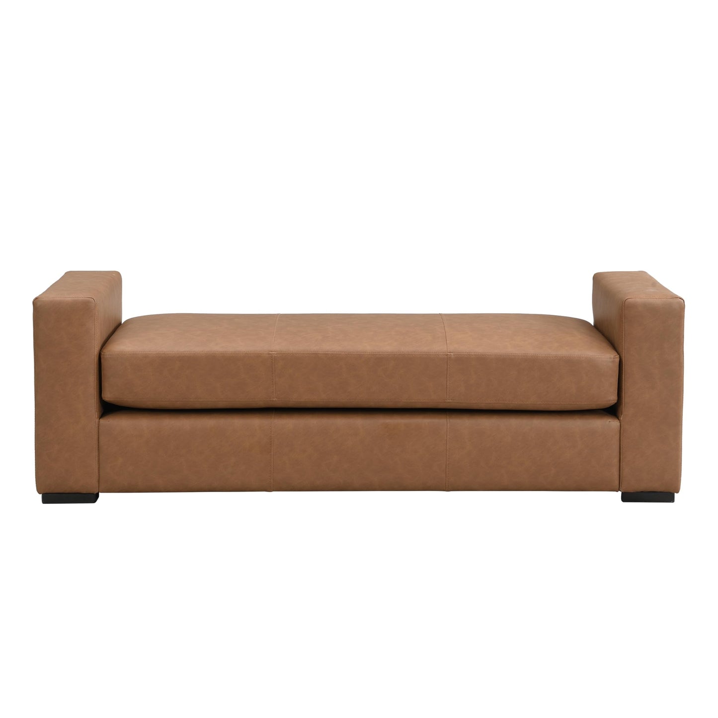 Christopher Knight Home Mosley Faux Leather Upholstered Ottoman Bench, Rectangular Foot Stools Ottoman, Wooden Ottoman Footrest, Bedroom End of Bed Footstool, Living Room Sofa Extra Seat, Brown