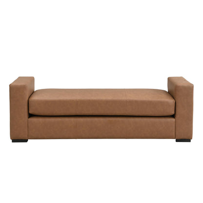 Christopher Knight Home Mosley Faux Leather Upholstered Ottoman Bench, Rectangular Foot Stools Ottoman, Wooden Ottoman Footrest, Bedroom End of Bed Footstool, Living Room Sofa Extra Seat, Brown