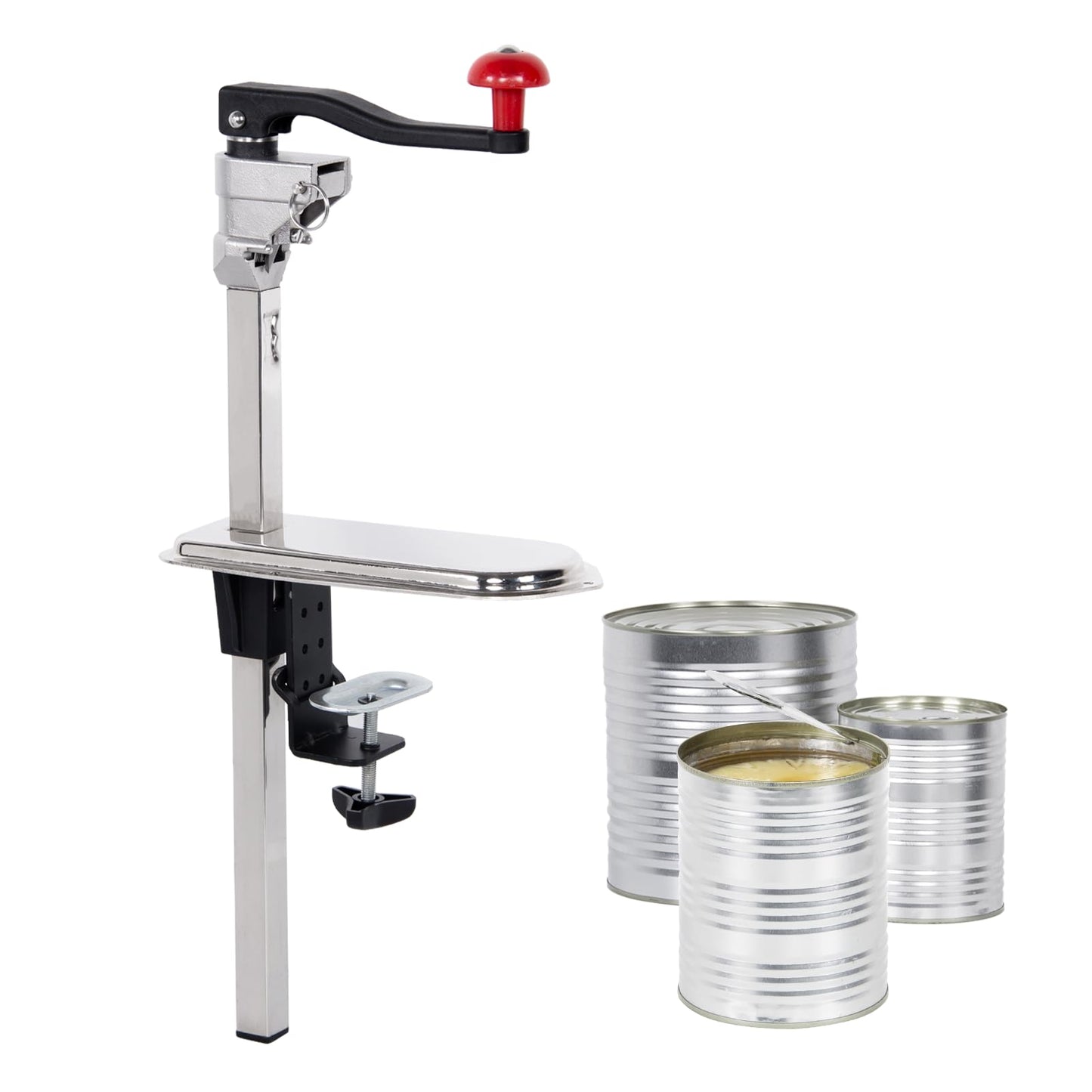 Rismanor Commercial Manual Can Opener Table Industrial Heavy Duty Can Opener with Plated Steel Base Adjustable Height Up to 13" Tall for Restaurant Kitchen Hotel Bar