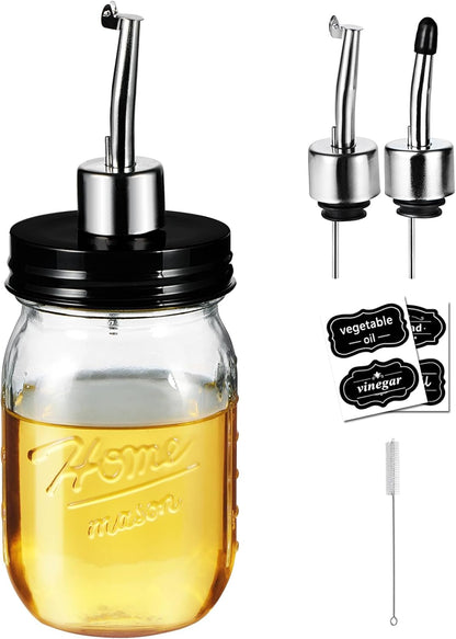 16oz Set 1 Pack SheeChung Oil Dispenser Bottle for Kitchen, Glass Cooking Oil Bottle, Mason Jar Vinegar Dispenser