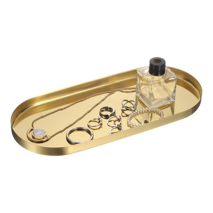 uxcell Rectangle Serving Trays, 5 x 12inch Metal Serving Platter Board Bathroom Tray for Coffee Party Home Decor Cheese Dish Cake Dessert, Gold
