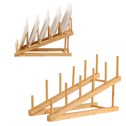 SRYESA 2 Pack Plate Stands For Display,Wooden Plate Holders for Displaying,5-Tier Craft Show Display Stands For Tabletop Book, Artwork, Photo, Puzzle, Magazine and Platter