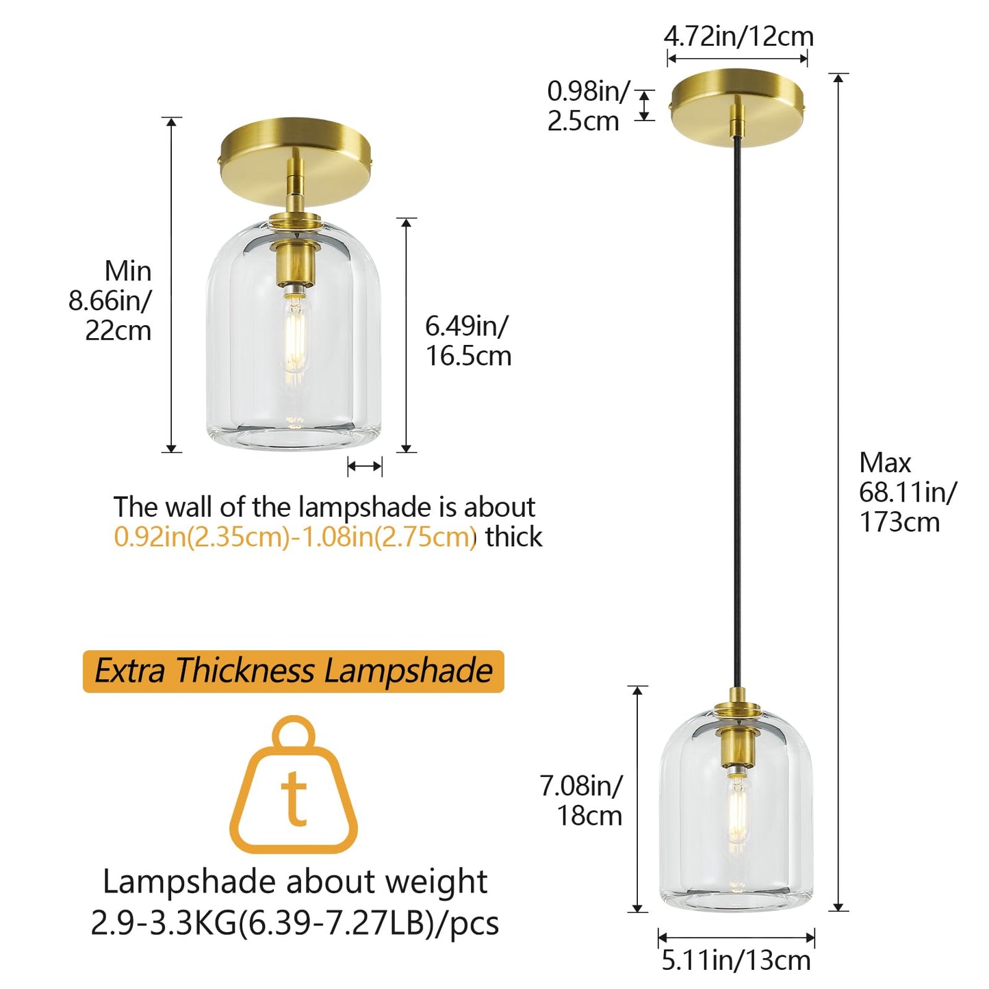 LBSQJ Modern Gold Pendant Lights Kitchen Island Ceiling Chandelier Indoor Crystal Hanging Light Fixtures for Dining Room Kitchen Living Room Bedroom（2Pack）