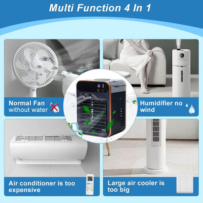 Portable Air Conditioner - Rechargeable Office Air Conditioner with Three Speeds & Spray Speed, Evaporative Cooling Fan