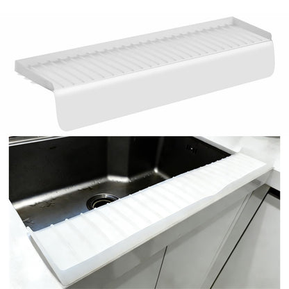 Sink Edge Protector with Suction Cup, 30" x 4", Silicone Sink Splash Guard for Kitchen & Bathroom, Protect Countertop from Scratches, Stains, for Stainless Steel Granite Quartz