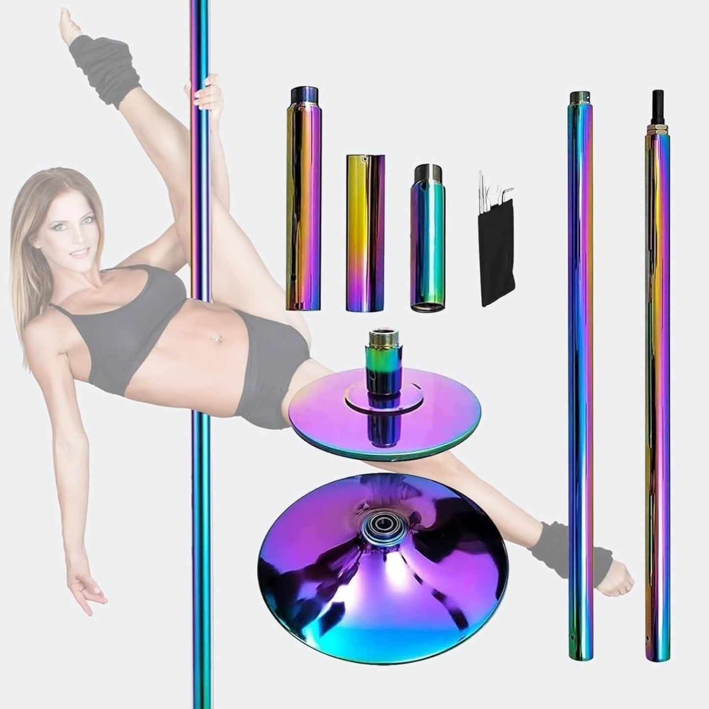Portable Removable Pole with Ceiling Mount, Spinning/Static Mode, Fitness Equipment for Dancers & Beginners