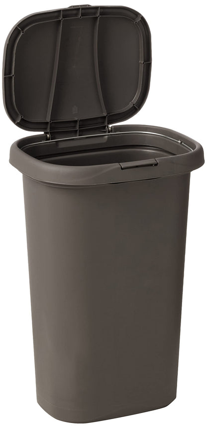 Rubbermaid Spring Top Trash Can with Lid 13 Gallon Gray Plastic Garbage Bin for Home/Kitchen/Office/Garage