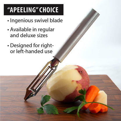Rada Cutlery Deluxe Vegetable Peeler (R141), 2" Stainless Steel Swiveling Blade, Silver Handle