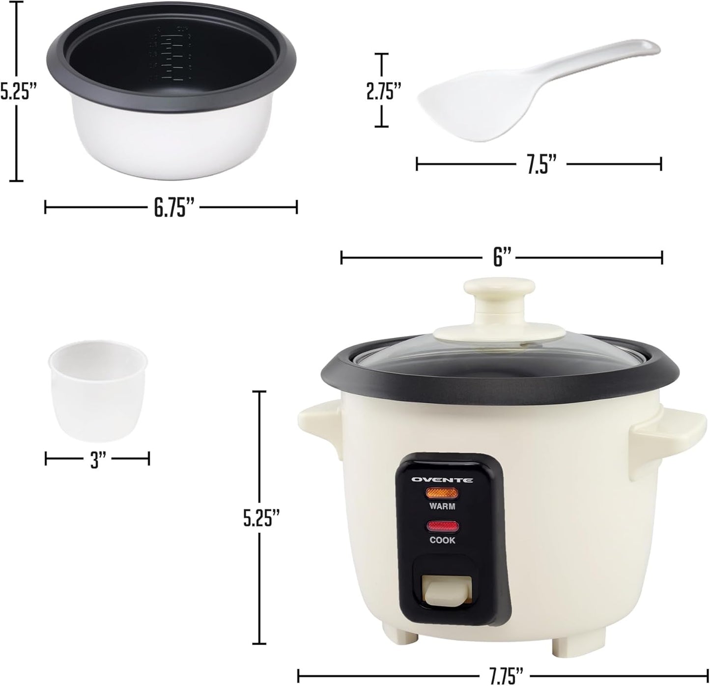 OVENTE Electric Rice Cooker, Non-Stick Aluminium Pot, Automatic Keep Warm, 4-Cup Cooked Rice