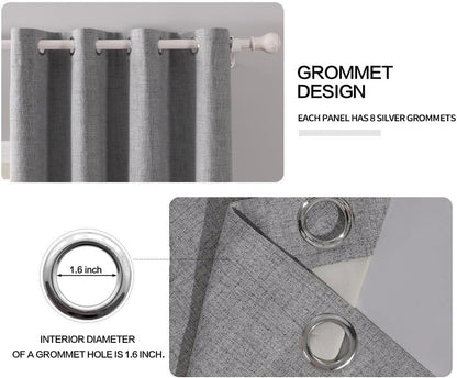 MIULEE Blackout Curtains - 100% Thermal Insulated Linen Texture Drapes | Grey, 52x72 Inch (2 Panels)