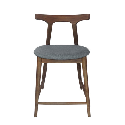 Christopher Knight Home Mugo Mid Century Modern Fabric Upholstered Wood 24.5 Inch Counter Stools (Set of 2), Gray and Walnut